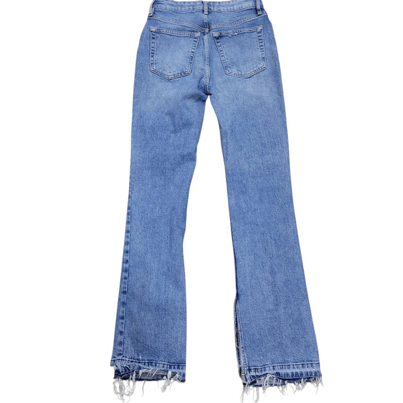 We The Free Women's Distressed Straight Mid-Rise Slit Ankle Button-Fly Jeans 27 - Picture 2 of 8